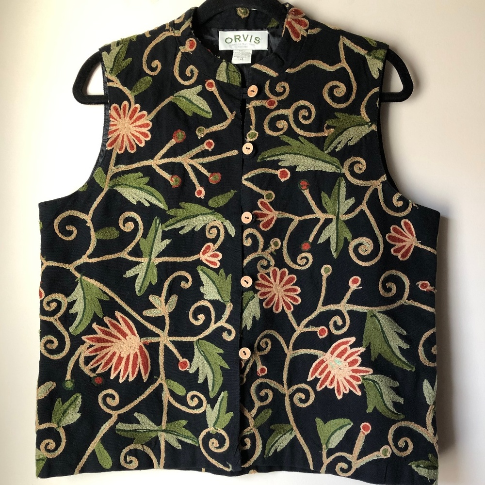 ORVIS FLORAL EMBROIDERED  VEST